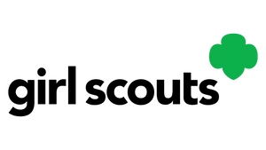 The Girl Scouts logo with the words girl scouts in black lowercase letters and a green trefoil symbol to the right.