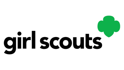 The Girl Scouts logo with the words girl scouts in black lowercase letters and a green trefoil symbol to the right.
