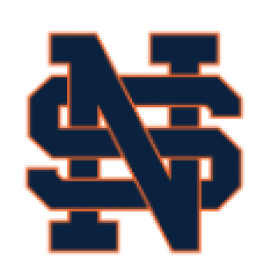 A navy blue interlocking “N” and “S” sports logo with orange outline.